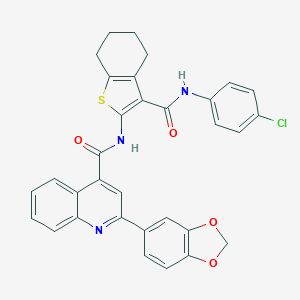 molecular formula C32H24ClN3O4S B452252 2-(1,3-benzodioxol-5-yl)-N-{3-[(4-chloroanilino)carbonyl]-4,5,6,7-tetrahydro-1-benzothien-2-yl}-4-quinolinecarboxamide 