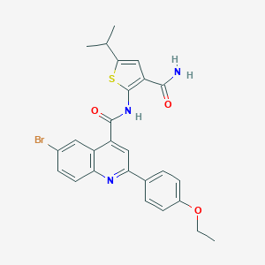 molecular formula C26H24BrN3O3S B452253 N-[3-(aminocarbonyl)-5-isopropyl-2-thienyl]-6-bromo-2-(4-ethoxyphenyl)-4-quinolinecarboxamide 