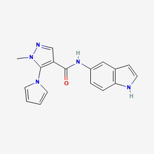 molecular formula C17H15N5O B4522569 N-(1H-indol-5-yl)-1-methyl-5-(1H-pyrrol-1-yl)-1H-pyrazole-4-carboxamide 