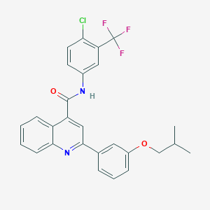molecular formula C27H22ClF3N2O2 B452259 N-[4-chloro-3-(trifluoromethyl)phenyl]-2-[3-(2-methylpropoxy)phenyl]quinoline-4-carboxamide 