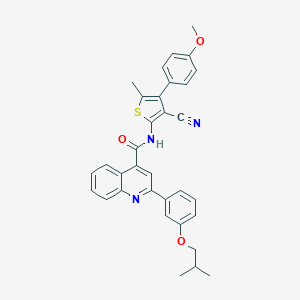 molecular formula C33H29N3O3S B452260 N-[3-cyano-4-(4-methoxyphenyl)-5-methylthiophen-2-yl]-2-[3-(2-methylpropoxy)phenyl]quinoline-4-carboxamide 