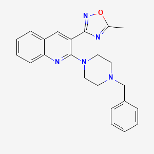 molecular formula C23H23N5O B4522600 2-(4-Benzylpiperazin-1-yl)-3-(5-methyl-1,2,4-oxadiazol-3-yl)quinoline 