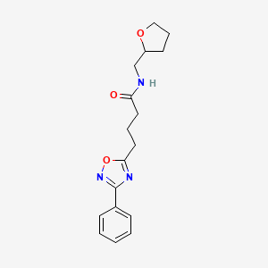 molecular formula C17H21N3O3 B4522627 4-(3-phenyl-1,2,4-oxadiazol-5-yl)-N-(tetrahydro-2-furanylmethyl)butanamide 