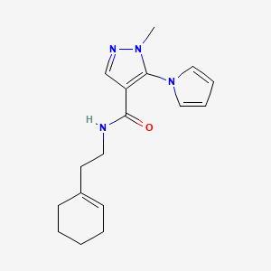 molecular formula C17H22N4O B4522629 N-[2-(cyclohex-1-en-1-yl)ethyl]-1-methyl-5-(1H-pyrrol-1-yl)-1H-pyrazole-4-carboxamide 