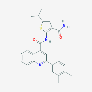 molecular formula C26H25N3O2S B452274 N-[3-(aminocarbonyl)-5-isopropyl-2-thienyl]-2-(3,4-dimethylphenyl)-4-quinolinecarboxamide 