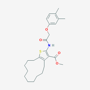 molecular formula C26H35NO4S B452277 Methyl 2-{[(3,4-dimethylphenoxy)acetyl]amino}-4,5,6,7,8,9,10,11,12,13-decahydrocyclododeca[b]thiophene-3-carboxylate 