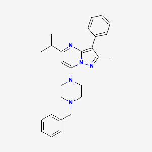 1-benzyl-4-[2-methyl-3-phenyl-5-(propan-2-yl)pyrazolo[1,5-a]pyrimidin-7-yl]piperazine