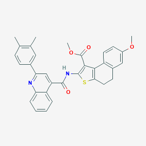 molecular formula C33H28N2O4S B452280 Methyl 2-({[2-(3,4-dimethylphenyl)-4-quinolinyl]carbonyl}amino)-7-methoxy-4,5-dihydronaphtho[2,1-b]thiophene-1-carboxylate 