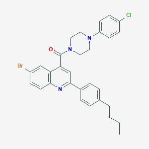 molecular formula C30H29BrClN3O B452283 6-Bromo-2-(4-butylphenyl)-4-{[4-(4-chlorophenyl)-1-piperazinyl]carbonyl}quinoline 