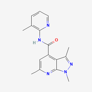 molecular formula C16H17N5O B4522836 1,3,6-trimethyl-N-(3-methylpyridin-2-yl)-1H-pyrazolo[3,4-b]pyridine-4-carboxamide 