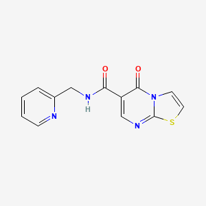 molecular formula C13H10N4O2S B4522857 5-oxo-N-(pyridin-2-ylmethyl)-5H-[1,3]thiazolo[3,2-a]pyrimidine-6-carboxamide 