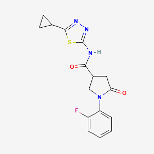 N-[(2E)-5-cyclopropyl-1,3,4-thiadiazol-2(3H)-ylidene]-1-(2-fluorophenyl)-5-oxopyrrolidine-3-carboxamide