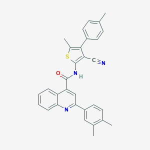 molecular formula C31H25N3OS B452292 N-[3-cyano-5-methyl-4-(4-methylphenyl)thiophen-2-yl]-2-(3,4-dimethylphenyl)quinoline-4-carboxamide 