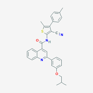 molecular formula C33H29N3O2S B452293 N-[3-cyano-5-methyl-4-(4-methylphenyl)thiophen-2-yl]-2-[3-(2-methylpropoxy)phenyl]quinoline-4-carboxamide 