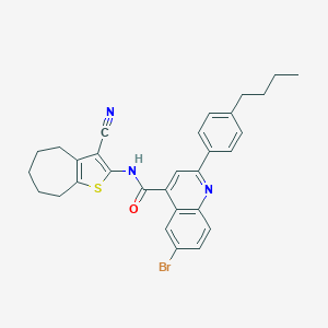 6-bromo-2-(4-butylphenyl)-N-(3-cyano-5,6,7,8-tetrahydro-4H-cyclohepta[b]thiophen-2-yl)quinoline-4-carboxamide