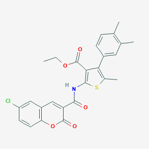 ethyl 2-{[(6-chloro-2-oxo-2H-chromen-3-yl)carbonyl]amino}-4-(3,4-dimethylphenyl)-5-methyl-3-thiophenecarboxylate