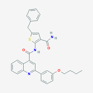 molecular formula C32H29N3O3S B452299 N-(5-benzyl-3-carbamoylthiophen-2-yl)-2-(3-butoxyphenyl)quinoline-4-carboxamide 