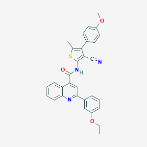 molecular formula C31H25N3O3S B452300 N-[3-cyano-4-(4-methoxyphenyl)-5-methylthiophen-2-yl]-2-(3-ethoxyphenyl)quinoline-4-carboxamide 