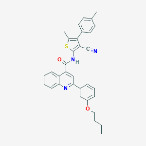 molecular formula C33H29N3O2S B452303 2-(3-butoxyphenyl)-N-[3-cyano-5-methyl-4-(4-methylphenyl)thiophen-2-yl]quinoline-4-carboxamide 