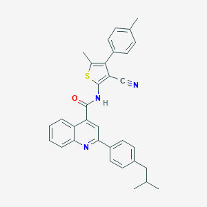 molecular formula C33H29N3OS B452305 N-[3-cyano-5-methyl-4-(4-methylphenyl)thiophen-2-yl]-2-[4-(2-methylpropyl)phenyl]quinoline-4-carboxamide 