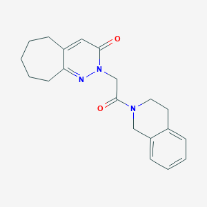 molecular formula C20H23N3O2 B4523054 2-[2-(3,4-dihydroisoquinolin-2(1H)-yl)-2-oxoethyl]-2,5,6,7,8,9-hexahydro-3H-cyclohepta[c]pyridazin-3-one 