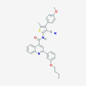 molecular formula C33H29N3O3S B452308 2-(3-butoxyphenyl)-N-[3-cyano-4-(4-methoxyphenyl)-5-methylthiophen-2-yl]quinoline-4-carboxamide 