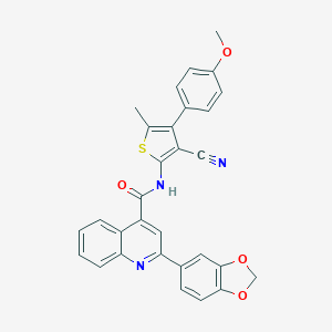 molecular formula C30H21N3O4S B452314 2-(1,3-benzodioxol-5-yl)-N-[3-cyano-4-(4-methoxyphenyl)-5-methylthiophen-2-yl]quinoline-4-carboxamide 