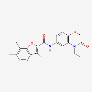 molecular formula C22H22N2O4 B4523144 N-(4-ethyl-3-oxo-3,4-dihydro-2H-1,4-benzoxazin-6-yl)-3,6,7-trimethyl-1-benzofuran-2-carboxamide 