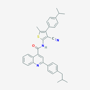 molecular formula C35H33N3OS B452316 N-[3-cyano-4-(4-isopropylphenyl)-5-methyl-2-thienyl]-2-(4-isobutylphenyl)-4-quinolinecarboxamide 