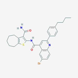 6-bromo-2-(4-butylphenyl)-N-(3-carbamoyl-5,6,7,8-tetrahydro-4H-cyclohepta[b]thiophen-2-yl)quinoline-4-carboxamide