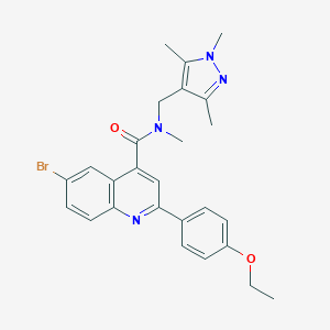 molecular formula C26H27BrN4O2 B452318 6-bromo-2-(4-ethoxyphenyl)-N-methyl-N-[(1,3,5-trimethyl-1H-pyrazol-4-yl)methyl]-4-quinolinecarboxamide 