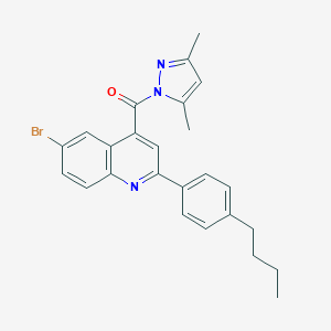 molecular formula C25H24BrN3O B452319 6-bromo-2-(4-butylphenyl)-4-[(3,5-dimethyl-1H-pyrazol-1-yl)carbonyl]quinoline 