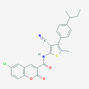 molecular formula C26H21ClN2O3S B452320 N-[4-(4-sec-butylphenyl)-3-cyano-5-methyl-2-thienyl]-6-chloro-2-oxo-2H-chromene-3-carboxamide 