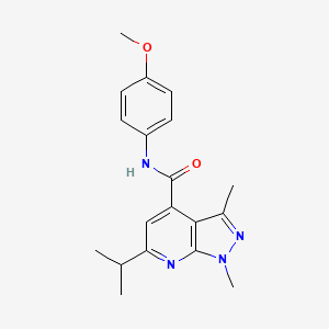 molecular formula C19H22N4O2 B4523202 N-(4-methoxyphenyl)-1,3-dimethyl-6-(propan-2-yl)-1H-pyrazolo[3,4-b]pyridine-4-carboxamide 