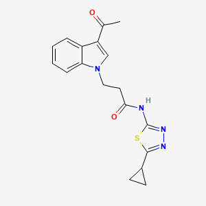 molecular formula C18H18N4O2S B4523223 3-(3-acetyl-1H-indol-1-yl)-N-(5-cyclopropyl-1,3,4-thiadiazol-2-yl)propanamide 