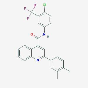molecular formula C25H18ClF3N2O B452323 N-[4-chloro-3-(trifluoromethyl)phenyl]-2-(3,4-dimethylphenyl)quinoline-4-carboxamide 