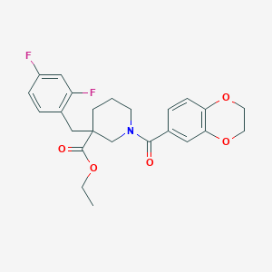 molecular formula C24H25F2NO5 B4523241 ethyl 3-(2,4-difluorobenzyl)-1-(2,3-dihydro-1,4-benzodioxin-6-ylcarbonyl)-3-piperidinecarboxylate 