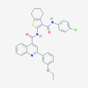 molecular formula C33H28ClN3O3S B452334 N-{3-[(4-chloroanilino)carbonyl]-4,5,6,7-tetrahydro-1-benzothien-2-yl}-2-(3-ethoxyphenyl)-4-quinolinecarboxamide 