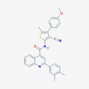 molecular formula C31H25N3O2S B452337 N-[3-cyano-4-(4-methoxyphenyl)-5-methylthiophen-2-yl]-2-(3,4-dimethylphenyl)quinoline-4-carboxamide 