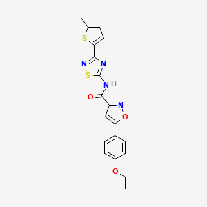 molecular formula C19H16N4O3S2 B4523377 5-(4-ethoxyphenyl)-N-[3-(5-methylthiophen-2-yl)-1,2,4-thiadiazol-5-yl]-1,2-oxazole-3-carboxamide 