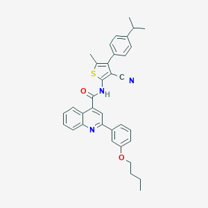 molecular formula C35H33N3O2S B452340 2-(3-butoxyphenyl)-N-[3-cyano-4-(4-isopropylphenyl)-5-methyl-2-thienyl]-4-quinolinecarboxamide 