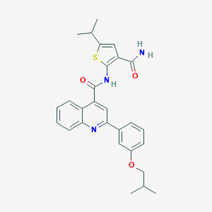 molecular formula C28H29N3O3S B452342 N-[3-(aminocarbonyl)-5-isopropyl-2-thienyl]-2-(3-isobutoxyphenyl)-4-quinolinecarboxamide 