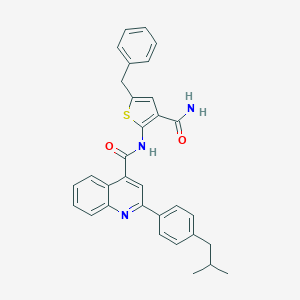 N-(5-benzyl-3-carbamoylthiophen-2-yl)-2-[4-(2-methylpropyl)phenyl]quinoline-4-carboxamide