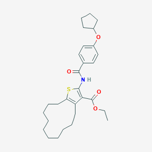 Ethyl 2-({[4-(cyclopentyloxy)phenyl]carbonyl}amino)-4,5,6,7,8,9,10,11,12,13-decahydrocyclododeca[b]thiophene-3-carboxylate
