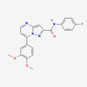 molecular formula C21H17FN4O3 B4523491 7-(3,4-dimethoxyphenyl)-N-(4-fluorophenyl)pyrazolo[1,5-a]pyrimidine-2-carboxamide 