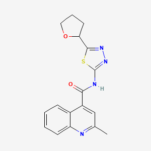 molecular formula C17H16N4O2S B4523515 2-methyl-N-[(2E)-5-(tetrahydrofuran-2-yl)-1,3,4-thiadiazol-2(3H)-ylidene]quinoline-4-carboxamide 