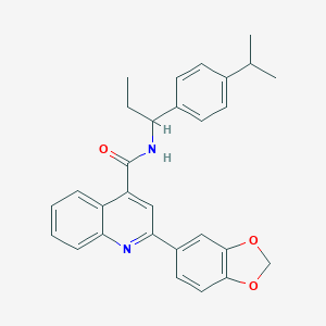 2-(1,3-benzodioxol-5-yl)-N-[1-(4-isopropylphenyl)propyl]-4-quinolinecarboxamide