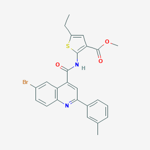 molecular formula C25H21BrN2O3S B452355 Methyl 2-({[6-bromo-2-(3-methylphenyl)-4-quinolinyl]carbonyl}amino)-5-ethyl-3-thiophenecarboxylate 