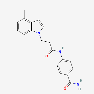 molecular formula C19H19N3O2 B4523568 4-{[3-(4-methyl-1H-indol-1-yl)propanoyl]amino}benzamide 