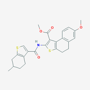 molecular formula C25H25NO4S2 B452359 Methyl 7-methoxy-2-{[(6-methyl-4,5,6,7-tetrahydro-1-benzothien-3-yl)carbonyl]amino}-4,5-dihydronaphtho[2,1-b]thiophene-1-carboxylate 
